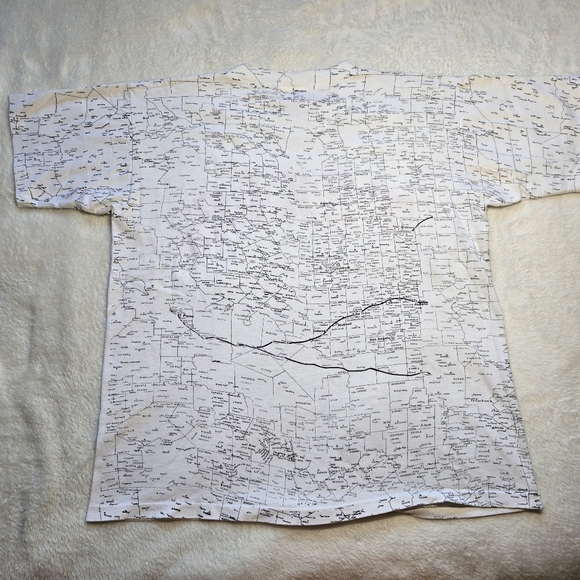 Vintage Texas Road Map T Shirt Mens Medium White AOP All Over Print Made In USA - Picture 4 of 8
